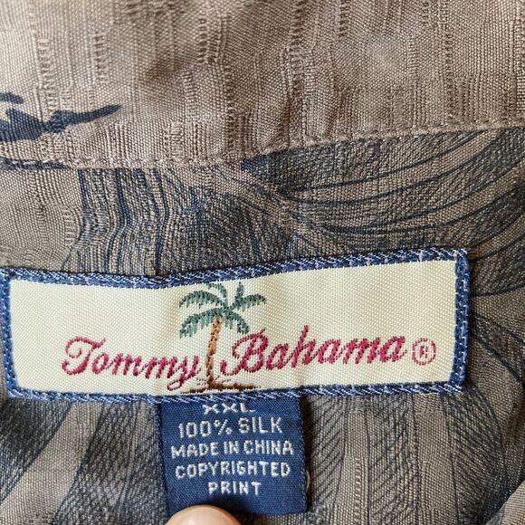 Tommy Bahama 100% Silk Mens XXL Short Sleeve Button Up Green Tropical - Picture 2 of 5